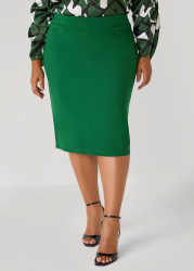Plus Size Ponte Slip On Pencil Skirt, EDEN, 30 - Ashley Stewart