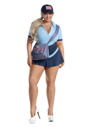 Plus Size Postal Honey Halloween Costume, Blue, 3X - Ashley Stewart