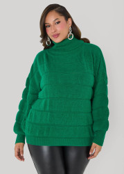 Plus Size Puff Effect Turtleneck Sweater, Lush Meadow, 10/12 - Ashley Stewart