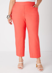 Plus Size Pull On Mid Rise Capris, Coral, 22/24 - Ashley Stewart