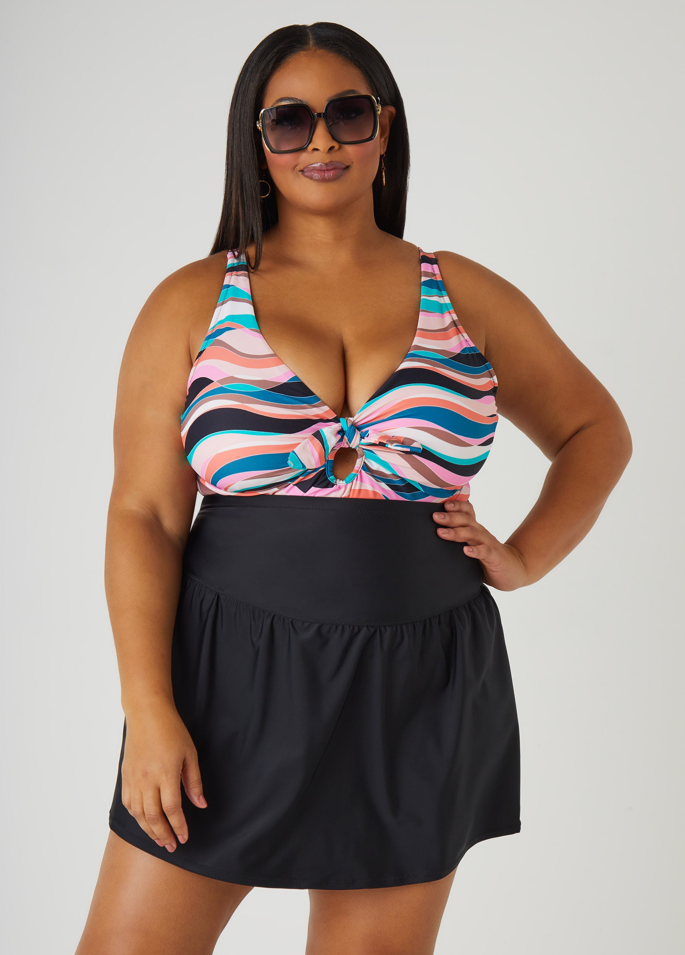 Plus Size Raisins Curve Swim Skirt, Black, 18 - Ashley Stewart