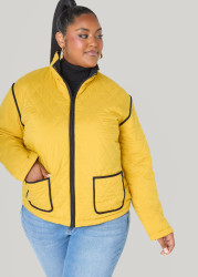Plus Size Reversible Quilted Barn Jacket, Nugget Gold, 22/24 - Ashley Stewart