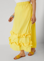 Plus Size Ruffle Trimmed Maxi Skirt, Maize, 14/16 - Ashley Stewart