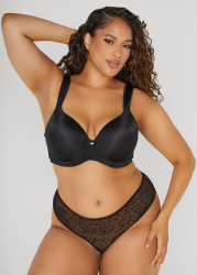 Plus Size Ruffled Lace Crotchless Hipsters, Pink, 1X/2X - Ashley Stewart