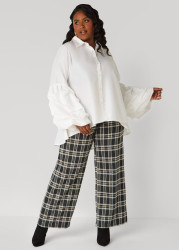Plus Size Ruffled Sleeve Hi Low Blouse, White, 14 - Ashley Stewart
