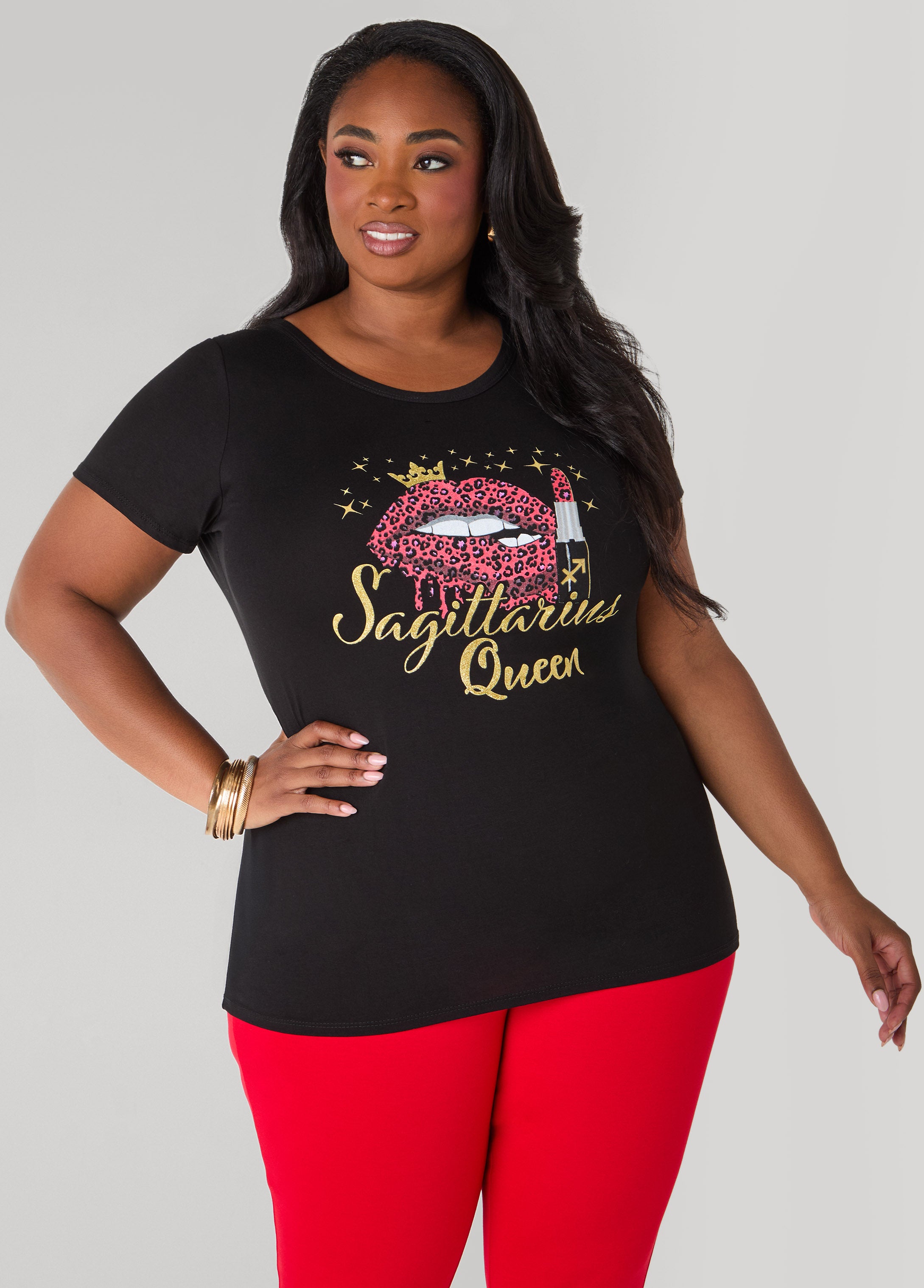 Plus Size Sagittarius Queen Graphic Tee, Black, 22/24 - Ashley Stewart