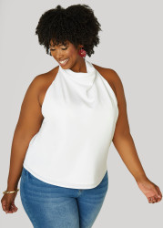 Plus Size Satin Cowl Neck Top, White, 26/28 - Ashley Stewart