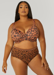 Plus Size Seamless Leopard Briefs, Brown Animal, 22/24 - Ashley Stewart