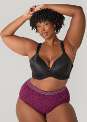Plus Size Seamless Leopard Jacquard Briefs, Wine, 22/24 - Ashley Stewart