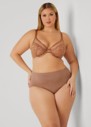 Plus Size Seamless Logo Briefs, Umber, 12 - Ashley Stewart