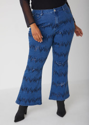 Plus Size Sequined Flared Jeans, Dk Rinse, 16 - Ashley Stewart
