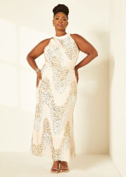 Plus Size Sequined Velvet Gown, Blush, 12 - Ashley Stewart