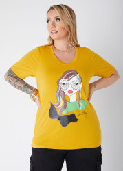 Plus Size Sheila Gray Be Your Own Tee, Yellow, 22/24 - Ashley Stewart