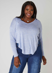 Plus Size Slub Knit V Neck Top, Ivory, 18/20 - Ashley Stewart