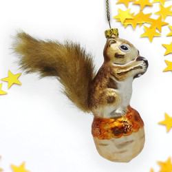 Plus Size Squirrel and Nut Glass Christmas Ornament, Default Title,  - Ashley Stewart