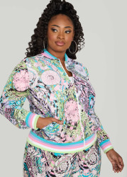 Plus Size Status Print Mesh Track Jacket, Multi, 26/28 - Ashley Stewart