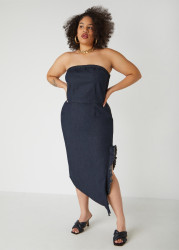 Plus Size Strapless Denim Bodycon Dress, Medium Blue, 26/28 - Ashley Stewart