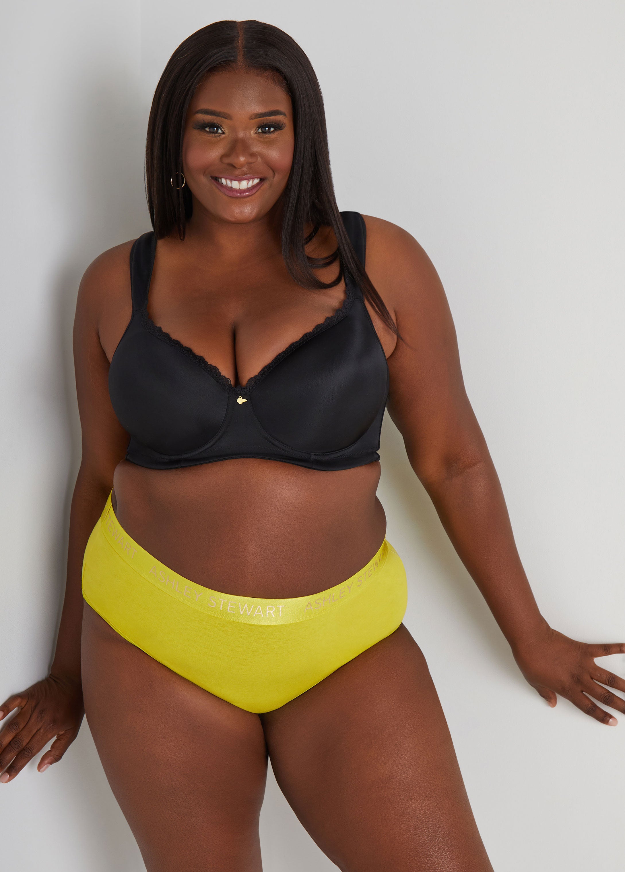 Plus Size Stretch Cotton Hipster Panties, Black, 22/24 - Ashley Stewart