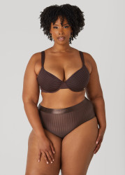 Plus Size Stripe Spacer Cup T-Shirt Bra, Espresso, 42D - Ashley Stewart