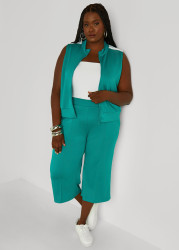 Plus Size Stripe Trimmed Capris, Green, 18/20 - Ashley Stewart
