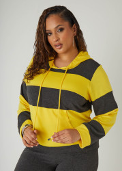 Plus Size Striped Hooded Pullover, Navy, 10/12 - Ashley Stewart