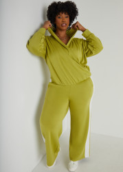 Plus Size Striped Straight Leg Track Pants, Black, 22/24 - Ashley Stewart