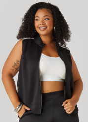 Plus Size Striped Track Vest, Black White, 34/36 - Ashley Stewart