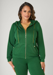 Plus Size Studded French Terry Hoodie, EDEN, 34/36 - Ashley Stewart