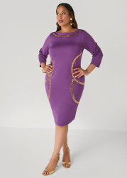 Plus Size Studded Sheath Dress, Purple Magic, 18/20 - Ashley Stewart