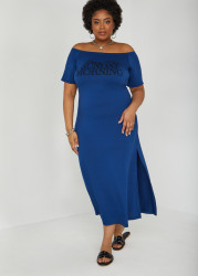 Plus Size Sunday Morning Maxi Dress, Navy Peony, 30/32 - Ashley Stewart