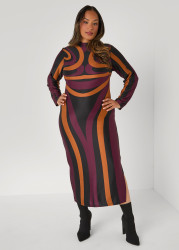 Plus Size Swirl Maxi Bodycon, Multi, 22/24 - Ashley Stewart