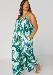 Plus Size Swirl Print Wide Leg Jumpsuit, Riviera, 18/20 - Ashley Stewart
