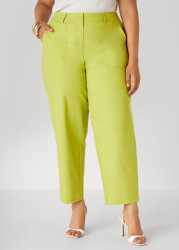 Plus Size Tapered Stretch Cotton Pants, Dark Citron, 16 - Ashley Stewart