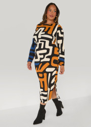 Plus Size Textured Abstract Maxi Dress, Multi, 18/20 - Ashley Stewart