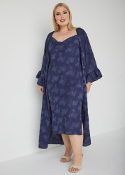 Plus Size Textured Floral Duster, Peacoat, 22/24 - Ashley Stewart