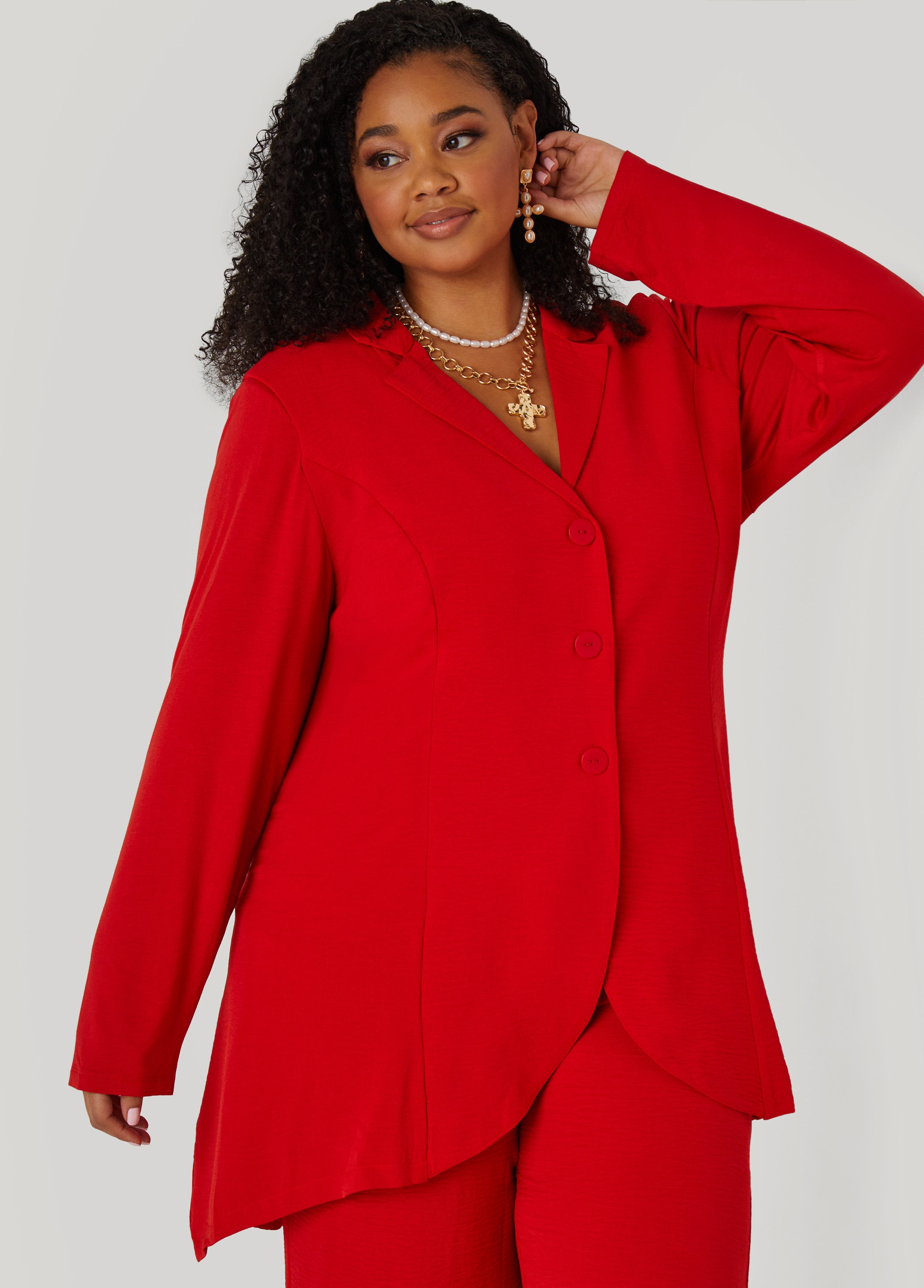 Plus Size Textured Paneled Jacket, Aura Orange, 18/20 - Ashley Stewart