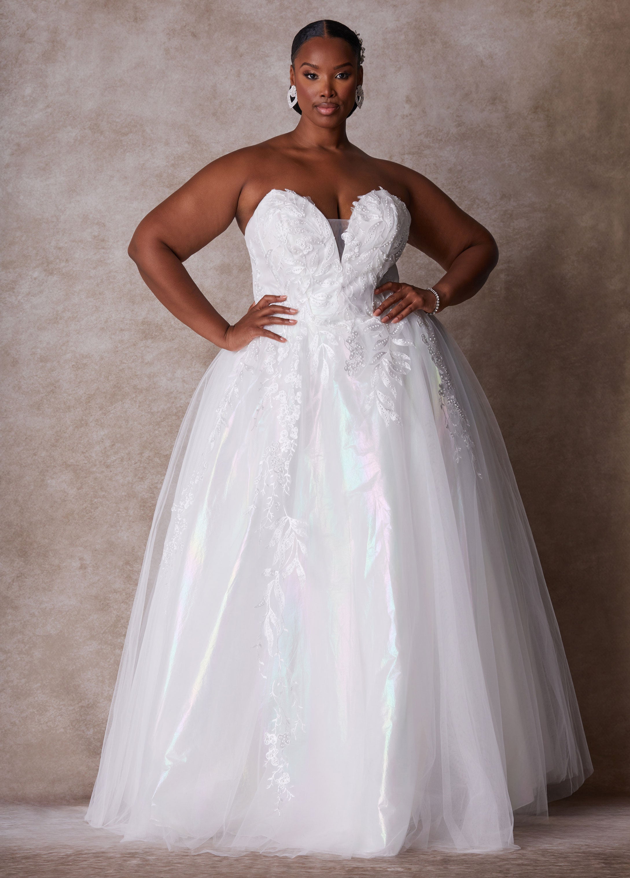 Plus Size The Aurora Princess Wedding Gown, Egret, 14 - Ashley Stewart