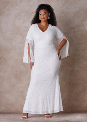 Plus Size The Cora Wedding Gown, Egret, 24 - Ashley Stewart