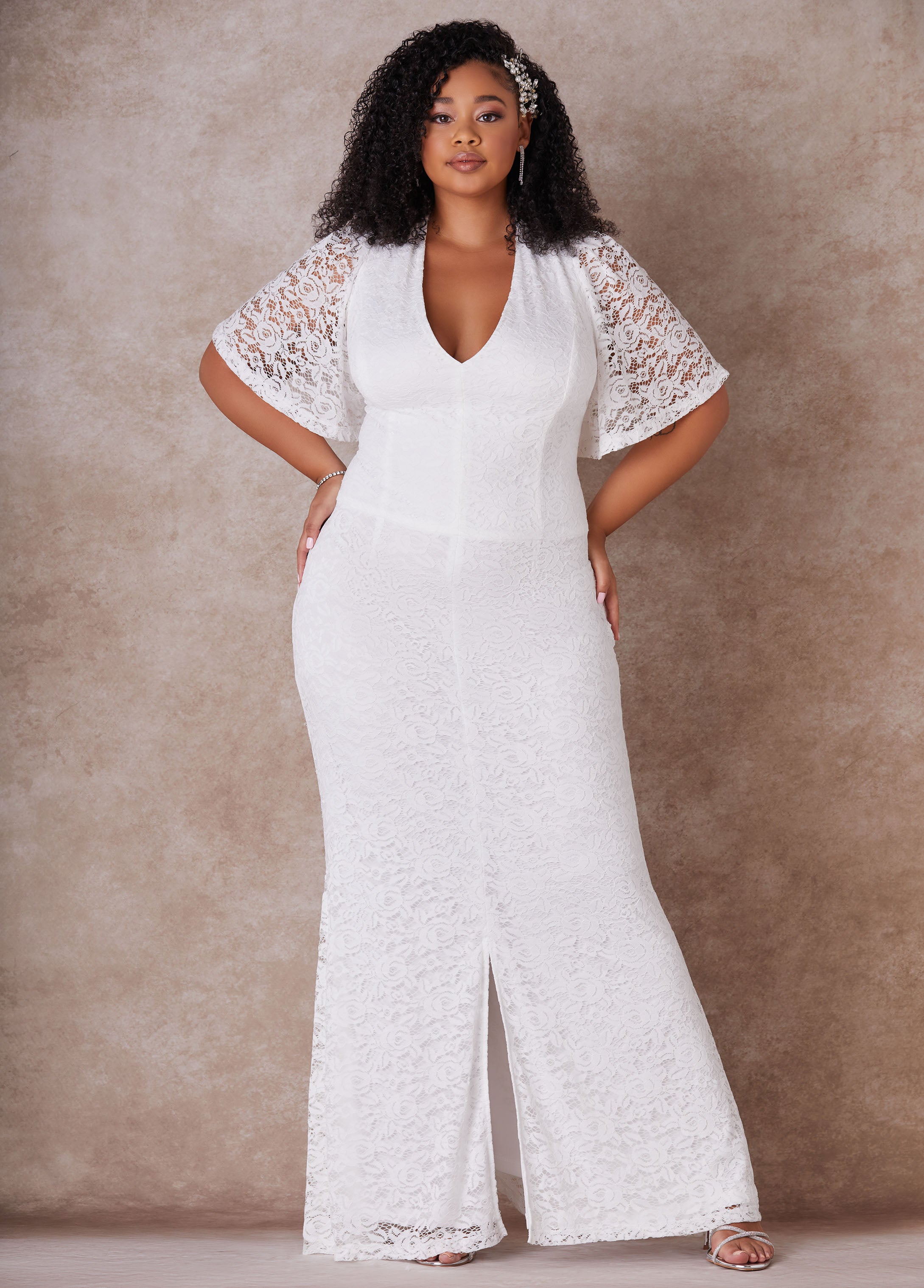 Plus Size The Eliza Wedding Gown, Egret, 14 - Ashley Stewart