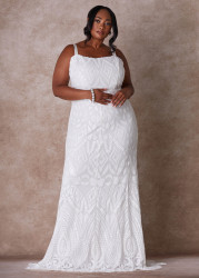 Plus Size The Jasmine Wedding Gown, Egret, 16 - Ashley Stewart