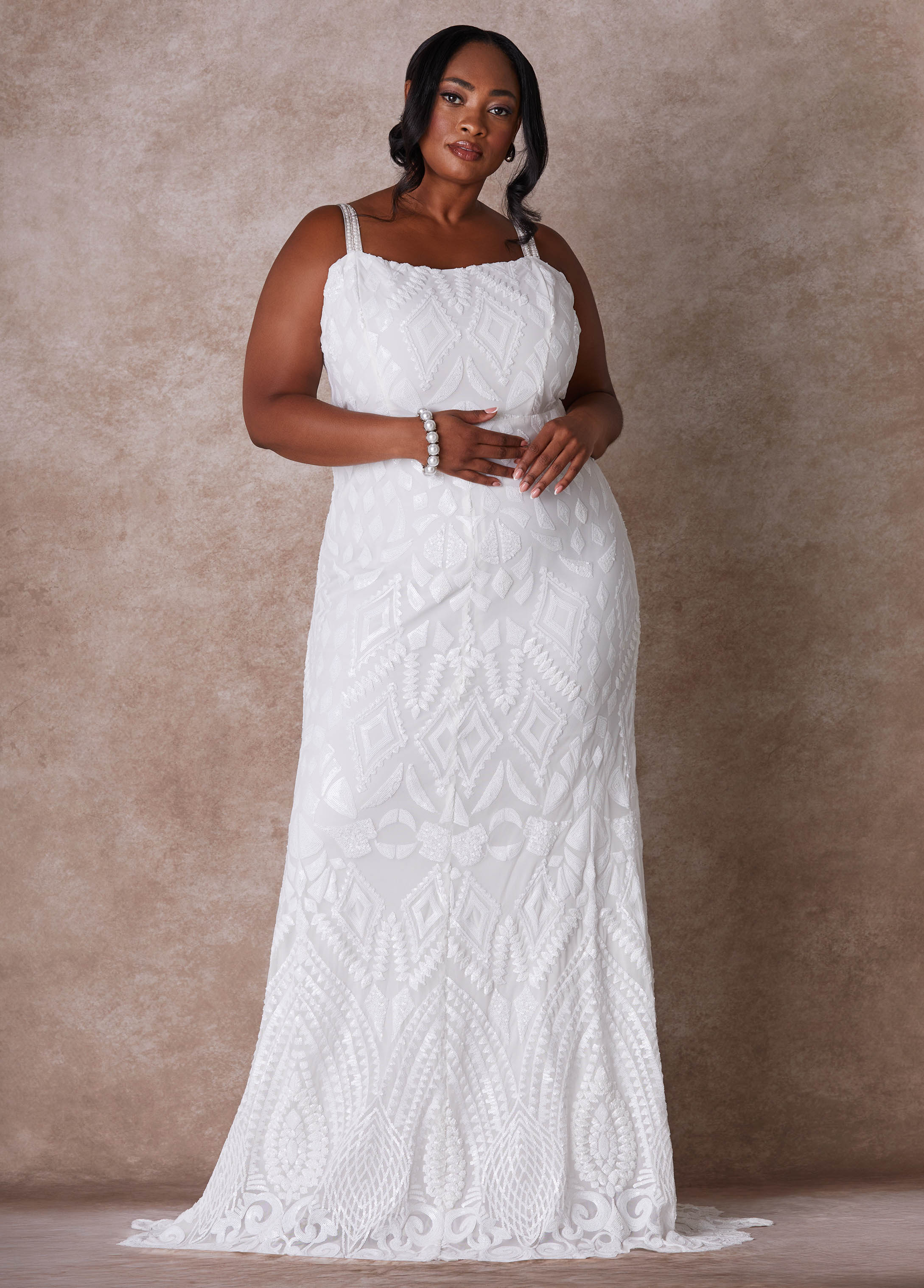 Plus Size The Jasmine Wedding Gown, Egret, 20 - Ashley Stewart