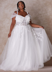 Plus Size The Mischa Princess Wedding Gown, White, 14 - Ashley Stewart
