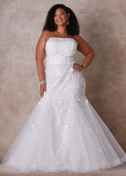Plus Size The Rochelle Wedding Gown, Egret, 16 - Ashley Stewart