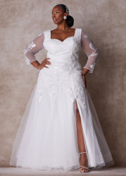 Plus Size The Stella Princess Wedding Gown, Egret, 14 - Ashley Stewart