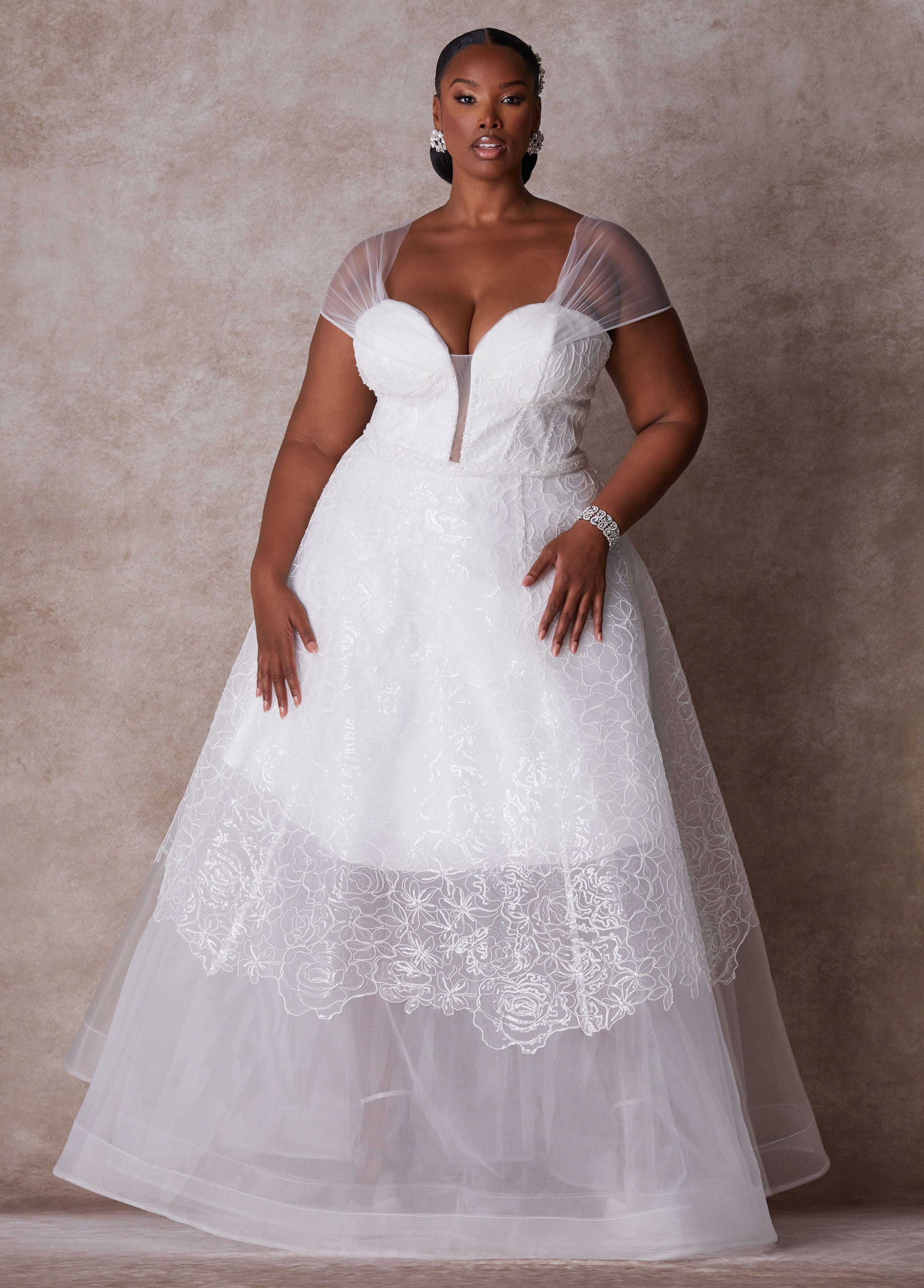 Plus Size The Tatianna Princess Wedding Gown, White, 16 - Ashley Stewart