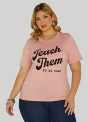 Plus Size To Be Kind Embellished Graphic Tee, Bridal Rose, 30/32 - Ashley Stewart