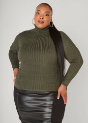 Plus Size Turtleneck Ribbed Knit Sweater, Deep Depths, 14/16 - Ashley Stewart