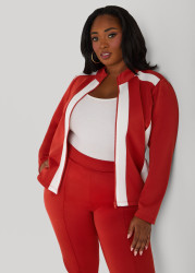Plus Size Two Tone Track Jacket, Rust, 18/20 - Ashley Stewart