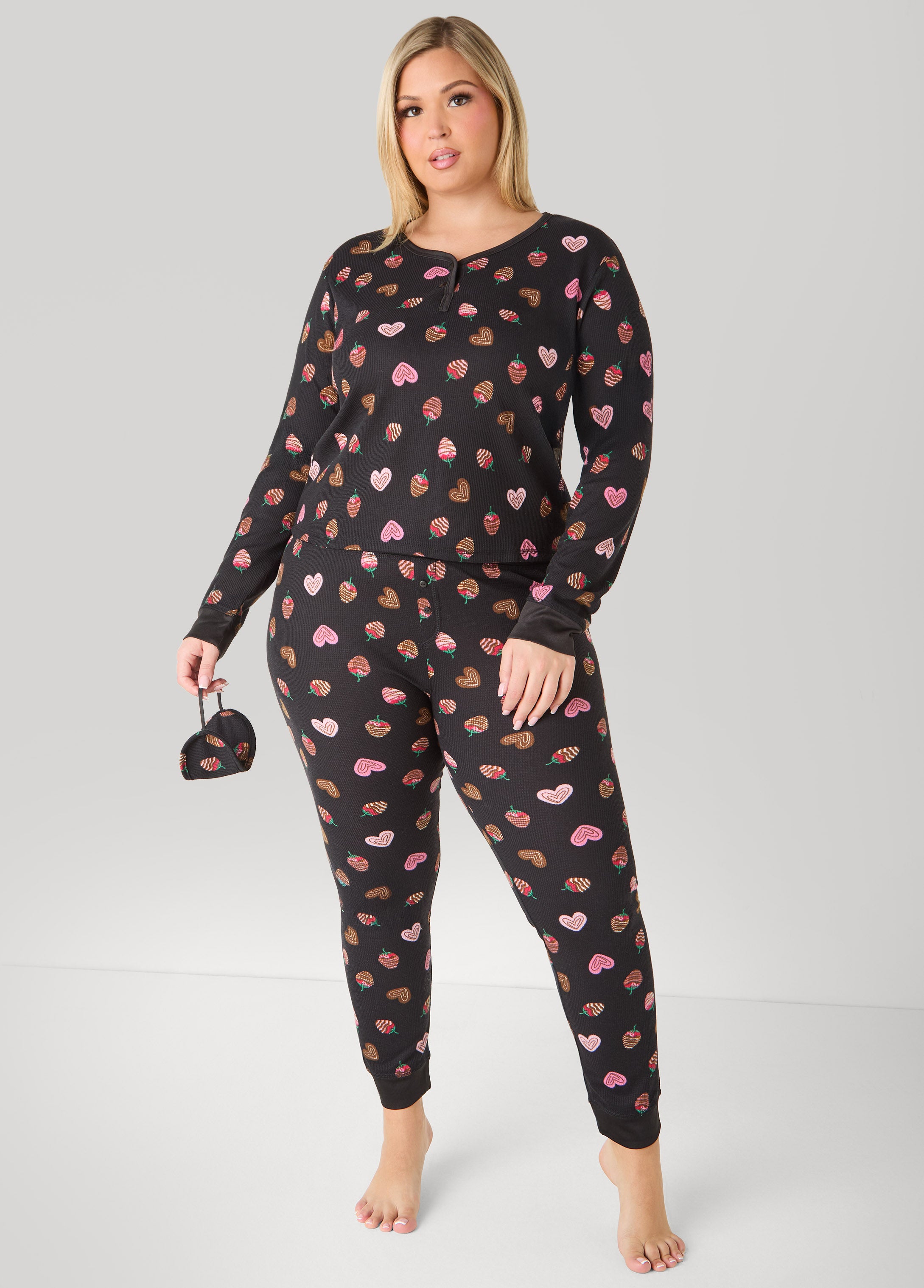 Plus Size UnBearably Cute 3 Pc Pajama Set, Multi, 1X - Ashley Stewart
