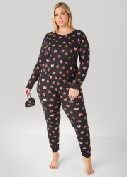 Plus Size UnBearably Cute 3 Pc Pajama Set, Multi, 1X - Ashley Stewart